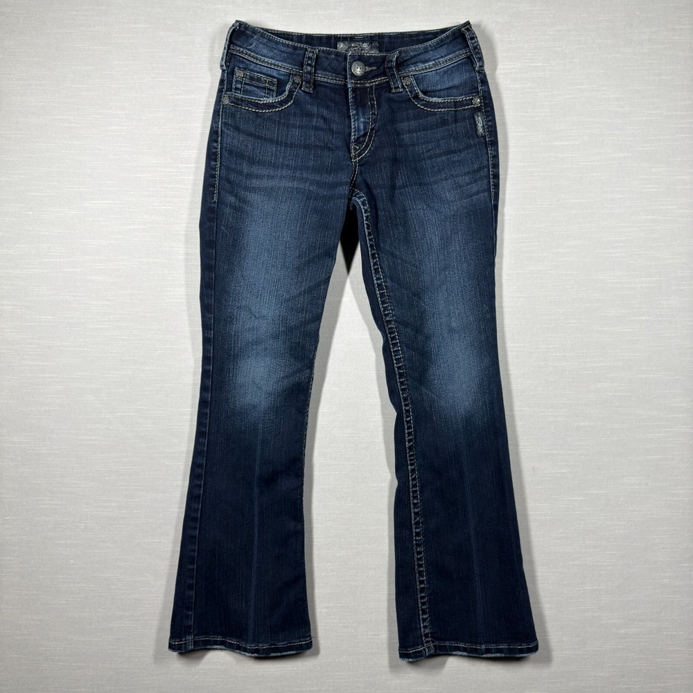 Silver Jeans Womens 27W 30L Suki‎ Surplus Denim Boot Cut Dark Flap Pocket Y2K